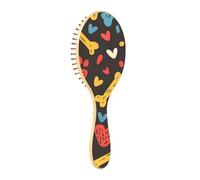 BURSTDDY Bones and Love Wooden Hair Brush,Massage Scalp Hairbrush for Women Men and Kids, for All Hair Types