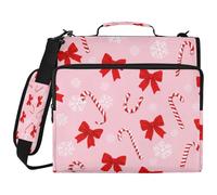 BURSTDDY Bow Candy 3 Ring Binder Organizer with Zipper Binder 500 Sheets Capacity D-Ring Binder with Shoulder Strap