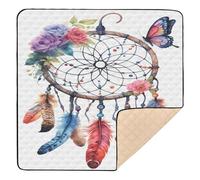 BURSTDDY Butterfly Dreamcatcher Baby Play Mats for Floor,50x50in Playpen Mat Non-Slip & Machine Washable Activity Playmat for Babies, Toddlers & Infants