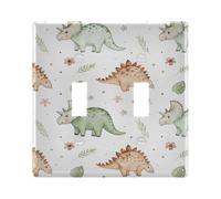 BURSTDDY Cartoon Dinosaur Light Switch Wall Plate,Size 3-Gang 4.48x6.37in Switch Plate for Decorator Receptacle Outlet and Switch