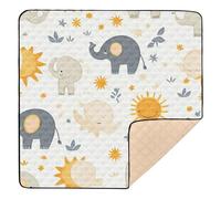 BURSTDDY Cartoon Elephant Baby Play Mats for Floor,50x50in Playpen Mat Non-Slip & Machine Washable Activity Playmat for Babies, Toddlers & Infants