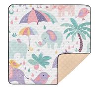 BURSTDDY Cartoon Elephant Baby Play Mats for Floor,50x50in Playpen Mat Non-Slip & Machine Washable Activity Playmat for Babies, Toddlers & Infants