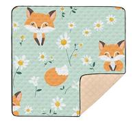 BURSTDDY Cartoon Fox Baby Play Mats for Floor,50x50in Playpen Mat Non-Slip & Machine Washable Activity Playmat for Babies, Toddlers & Infants