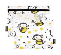 BURSTDDY Cartoon Monkey Pencil Pouch for 3 Ring Binder,2 Packs with Clear Window Pencil Bags with Zipper Pencil Box Pencil Case or School Office Writing Utensils