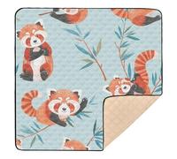 BURSTDDY Cartoon Panda Baby Play Mats for Floor,50x50in Playpen Mat Non-Slip & Machine Washable Activity Playmat for Babies, Toddlers & Infants