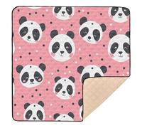 BURSTDDY Cartoon Panda Baby Play Mats for Floor,50x50in Playpen Mat Non-Slip & Machine Washable Activity Playmat for Babies, Toddlers & Infants