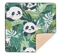BURSTDDY Cartoon Panda Baby Play Mats for Floor,50x50in Playpen Mat Non-Slip & Machine Washable Activity Playmat for Babies, Toddlers & Infants