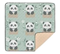 BURSTDDY Cartoon Panda Baby Play Mats for Floor,50x50in Playpen Mat Non-Slip & Machine Washable Activity Playmat for Babies, Toddlers & Infants