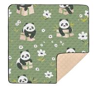 BURSTDDY Cartoon Panda Baby Play Mats for Floor,50x50in Playpen Mat Non-Slip & Machine Washable Activity Playmat for Babies, Toddlers & Infants