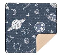 BURSTDDY Cartoon Planet Baby Play Mats for Floor,50x50in Playpen Mat Non-Slip & Machine Washable Activity Playmat for Babies, Toddlers & Infants