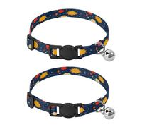 BURSTDDY Cartoon Planet Dog Collar,Adjustable Soft Pet Collar with Quick Release Buckle for for Small Medium Cats and Dogs