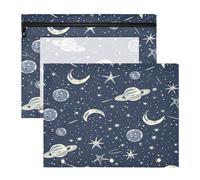 BURSTDDY Cartoon Planet Pencil Pouch for 3 Ring Binder,2 Pack Pencil Case with Zipper Clear Window Pencil Bag for Office School College Supplies