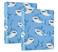 BURSTDDY Cartoon Shark 3 Ring Binder Round Rings 1 Pack,Holds 200 Sheets Ring Binders for School Supplies, Office or Home
