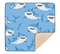 BURSTDDY Cartoon Shark Baby Play Mats for Floor,50x50in Playpen Mat Non-Slip & Machine Washable Activity Playmat for Babies, Toddlers & Infants