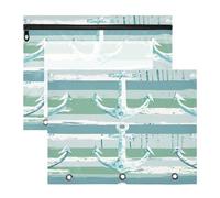 BURSTDDY Cartoon Ship Anchor Pencil Pouch for 3 Ring Binder,2 Pack Pencil Case with Zipper Clear Window Pencil Bag for Office School College Supplies