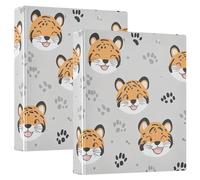 BURSTDDY Cartoon Tiger 3 Ring Binder Round Rings 1 Pack,Holds 200 Sheets Ring Binders for School Supplies, Office or Home