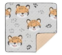 BURSTDDY Cartoon Tiger Baby Play Mats for Floor,50x50in Playpen Mat Non-Slip & Machine Washable Activity Playmat for Babies, Toddlers & Infants