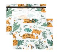 BURSTDDY Cartoon Tiger Pencil Pouch for 3 Ring Binder,2 Pack Pencil Case with Zipper Clear Window Pencil Bag for Office School College Supplies