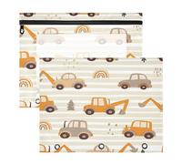 BURSTDDY Cartoon Tractors Pencil Pouch for 3 Ring Binder,2 Pack Pencil Case with Zipper Clear Window Pencil Bag for Office School College Supplies