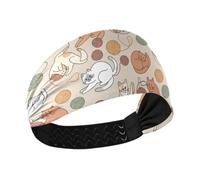BURSTDDY Cat and Wool Ball Headband for Women Wide Non Slip Hair Band | Elastic Sweatband for Yoga,Running,Sports,Washing Face