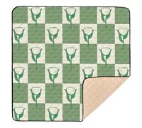 BURSTDDY Checkered Flower Baby Play Mats for Floor,50x50in Playpen Mat Non-Slip & Machine Washable Activity Playmat for Babies, Toddlers & Infants