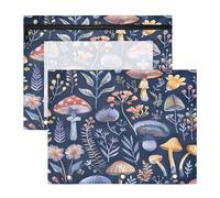 BURSTDDY Colored Mushrooms Pencil Pouch for 3 Ring Binder,2 Pack Pencil Case with Zipper Clear Window Pencil Bag for Office School College Supplies