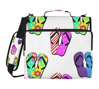 BURSTDDY Colorful Flip Flops 3 Ring Binder Organizer with Zipper Binder 500 Sheets Capacity D-Ring Binder with Shoulder Strap