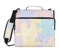 BURSTDDY Colorful Puzzle Fragments 3 Ring Binder Organizer with Zipper Binder 500 Sheets Capacity D-Ring Binder with Shoulder Strap