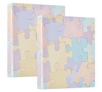 BURSTDDY Colorful Puzzle Fragments 3 Ring Binder Round Rings 1 Pack,Holds 200 Sheets Ring Binders for School Supplies, Office or Home