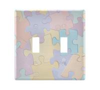BURSTDDY Colorful Puzzle Fragments Light Switch Wall Plate,Size 3-Gang 4.48x6.37in Switch Plate for Decorator Receptacle Outlet and Switch