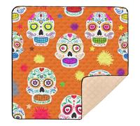 BURSTDDY Colorful Skull Baby Play Mats for Floor,50x50in Playpen Mat Non-Slip & Machine Washable Activity Playmat for Babies, Toddlers & Infants