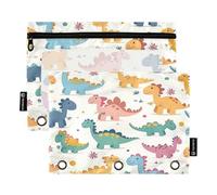 BURSTDDY Cute Animals Pencil Pouch for 3 Ring Binder,2 Packs with Clear Window Pencil Bags with Zipper Pencil Box Pencil Case or School Office Writing Utensils