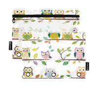 BURSTDDY Cute Animals Pencil Pouch for 3 Ring Binder,2 Packs with Clear Window Pencil Bags with Zipper Pencil Box Pencil Case or School Office Writing Utensils