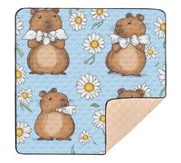 BURSTDDY Cute Capybaras Baby Play Mats for Floor,50x50in Playpen Mat Non-Slip & Machine Washable Activity Playmat for Babies, Toddlers & Infants