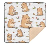 BURSTDDY Cute Capybaras Baby Play Mats for Floor,50x50in Playpen Mat Non-Slip & Machine Washable Activity Playmat for Babies, Toddlers & Infants