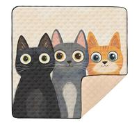 BURSTDDY Cute Cats Baby Play Mats for Floor,50x50in Playpen Mat Non-Slip & Machine Washable Activity Playmat for Babies, Toddlers & Infants