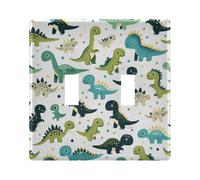 BURSTDDY Cute Dinosaur Pattern Light Switch Wall Plate,Size 3-Gang 4.48x6.37in Switch Plate for Decorator Receptacle Outlet and Switch