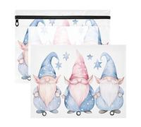 BURSTDDY Cute Gnome Pencil Pouch for 3 Ring Binder,2 Pack Pencil Case with Zipper Clear Window Pencil Bag for Office School College Supplies