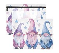 BURSTDDY Cute Gnome Pencil Pouch for 3 Ring Binder,2 Pack Pencil Case with Zipper Clear Window Pencil Bag for Office School College Supplies