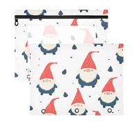 BURSTDDY Cute Gnome Pencil Pouch for 3 Ring Binder,2 Pack Pencil Case with Zipper Clear Window Pencil Bag for Office School College Supplies