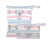 BURSTDDY Cute Koala Wet Dry Bag 2pcs,Waterproof Washable Cloth Diapers Travel Bags with Zippered Pockets for Travel,Baby Diapers, Yoga,Toiletries,Gym Bag