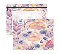 BURSTDDY Cute Mushrooms Pencil Pouch for 3 Ring Binder,2 Pack Pencil Case with Zipper Clear Window Pencil Bag for Office School College Supplies