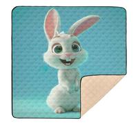 BURSTDDY Cute Rabbit Baby Play Mats for Floor,50x50in Playpen Mat Non-Slip & Machine Washable Activity Playmat for Babies, Toddlers & Infants