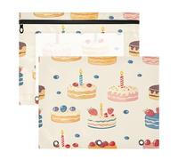 BURSTDDY Delicious Cake Pencil Pouch for 3 Ring Binder,2 Pack Pencil Case with Zipper Clear Window Pencil Bag for Office School College Supplies