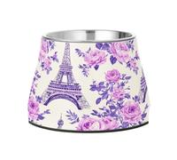 BURSTDDY Dog Bowls,Beautiful Eiffel Tower Stainless Steel Dog & Cat Bowls Food and Water Bowl Removable Non-Slip Pet Bowl for Small Medium Large Dogs