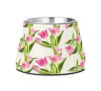 BURSTDDY Dog Bowls,Beautiful Tulip Stainless Steel Dog & Cat Bowls Food and Water Bowl Removable Non-Slip Pet Bowl for Small Medium Large Dogs