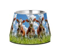 BURSTDDY Dog Bowls,Brown Cows Stainless Steel Dog & Cat Bowls Food and Water Bowl Removable Non-Slip Pet Bowl for Small Medium Large Dogs