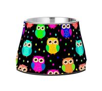 BURSTDDY Dog Bowls,Colorful Cartoon Owls Stainless Steel Dog & Cat Bowls Food and Water Bowl Removable Non-Slip Pet Bowl for Small Medium Large Dogs