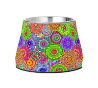 BURSTDDY Dog Bowls,Colorful Mandala Stainless Steel Dog & Cat Bowls Food and Water Bowl Removable Non-Slip Pet Bowl for Small Medium Large Dogs