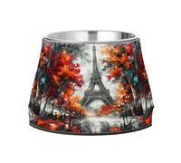 BURSTDDY Dog Bowls,Eiffel Tower Stainless Steel Dog & Cat Bowls Food and Water Bowl Removable Non-Slip Pet Bowl for Small Medium Large Dogs